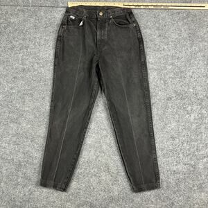 Chic Jeans Womens Size 12 Petite Black High Waisted Tapered Denim Made in USA